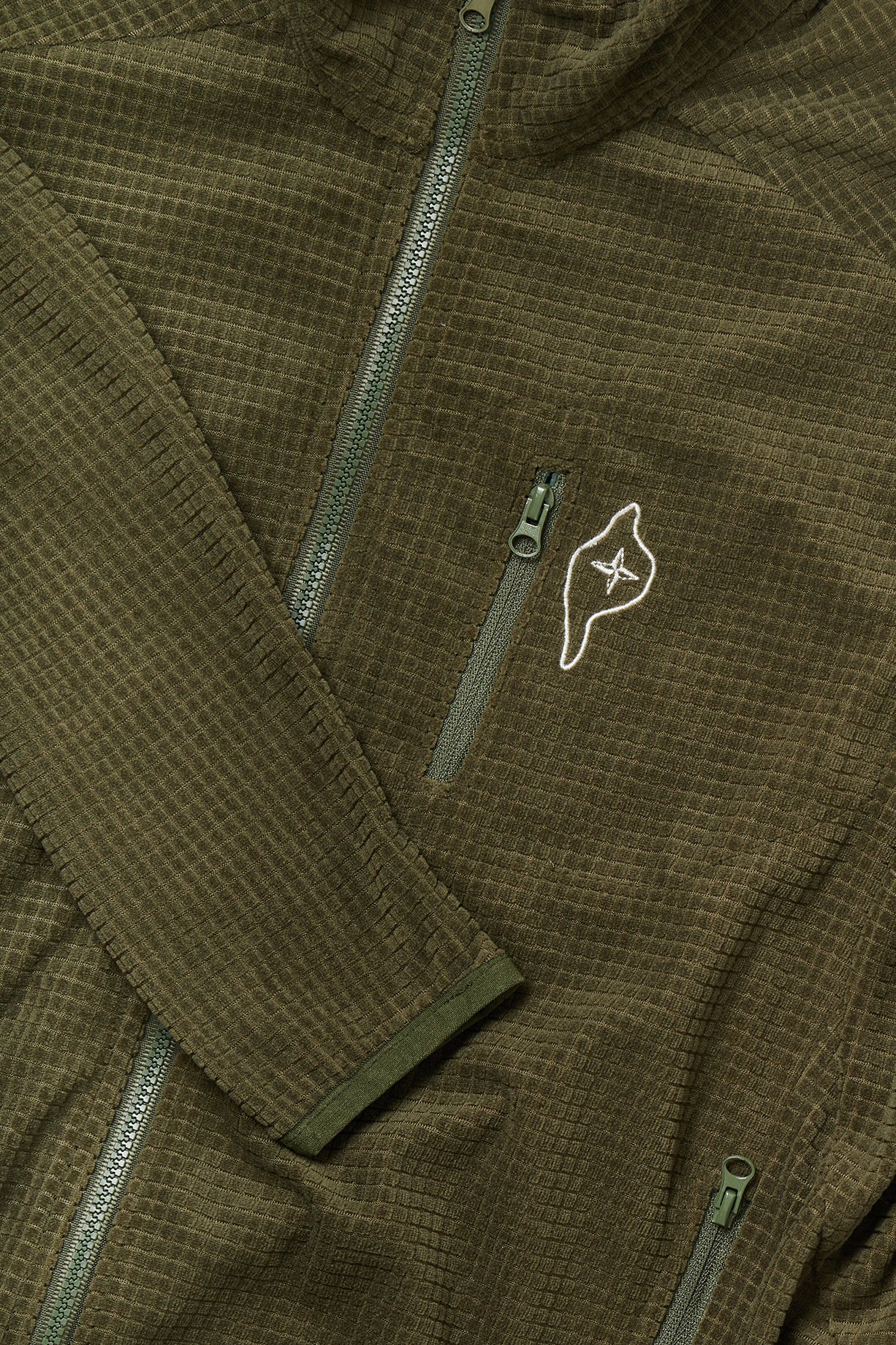 Waffle Tech Zip Up Olive