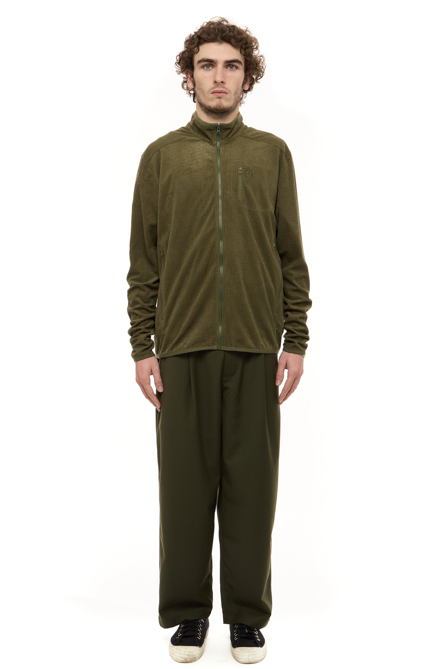 Waffle Tech Zip Up Olive