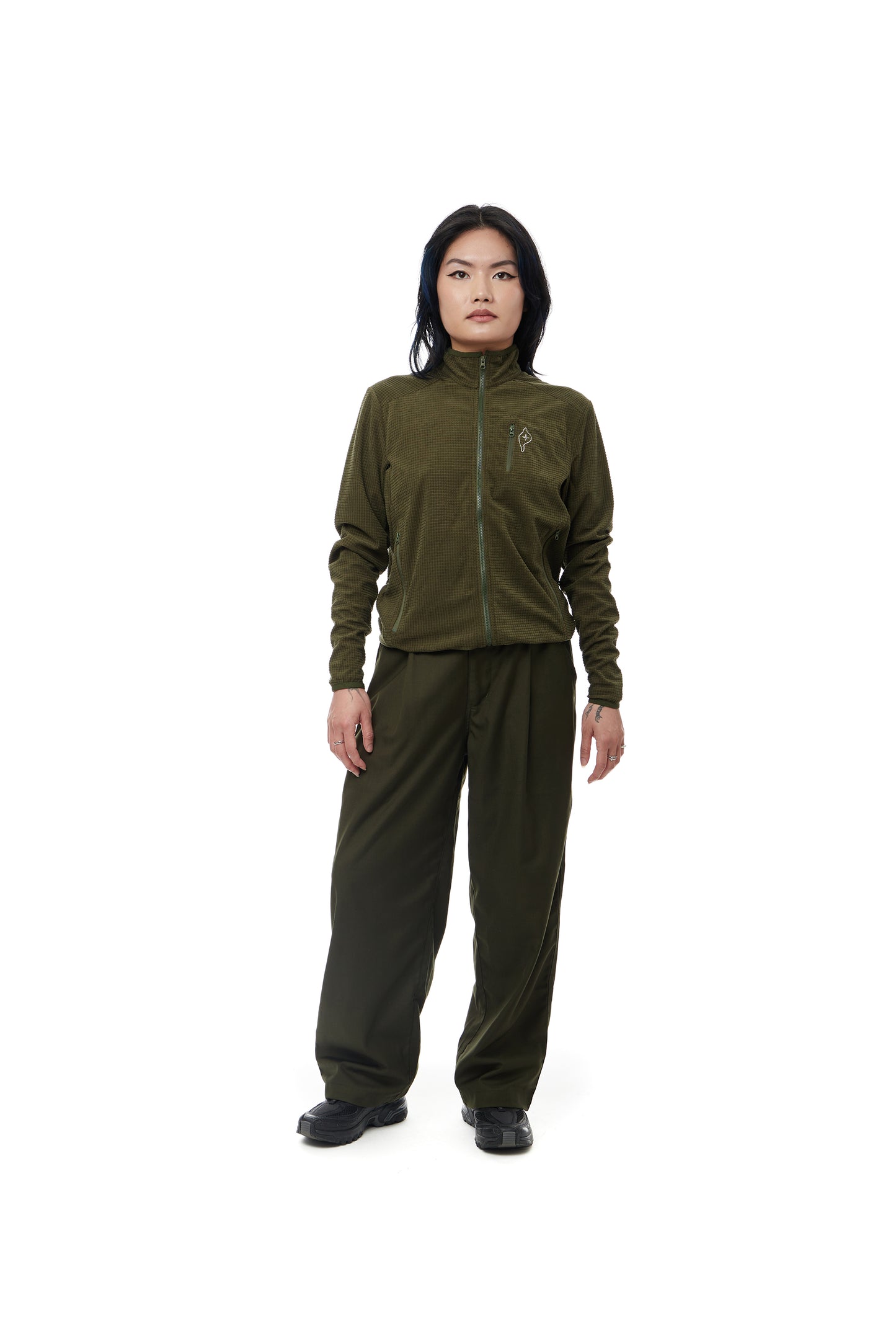 Waffle Tech Zip Up Olive