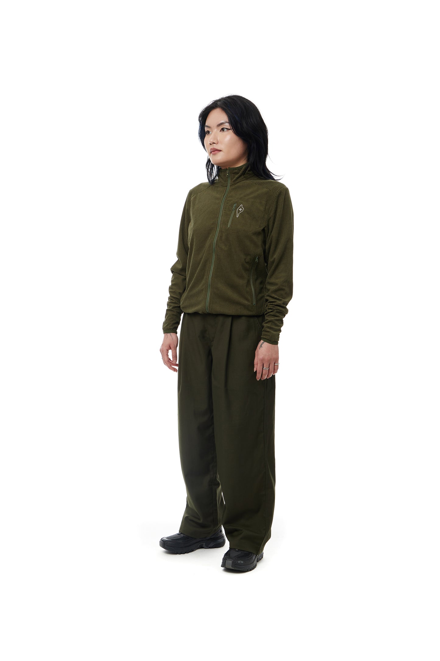 Waffle Tech Zip Up Olive