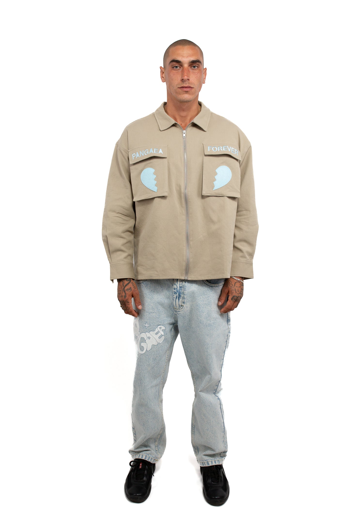 Zip Up Dress Shirt - Sand