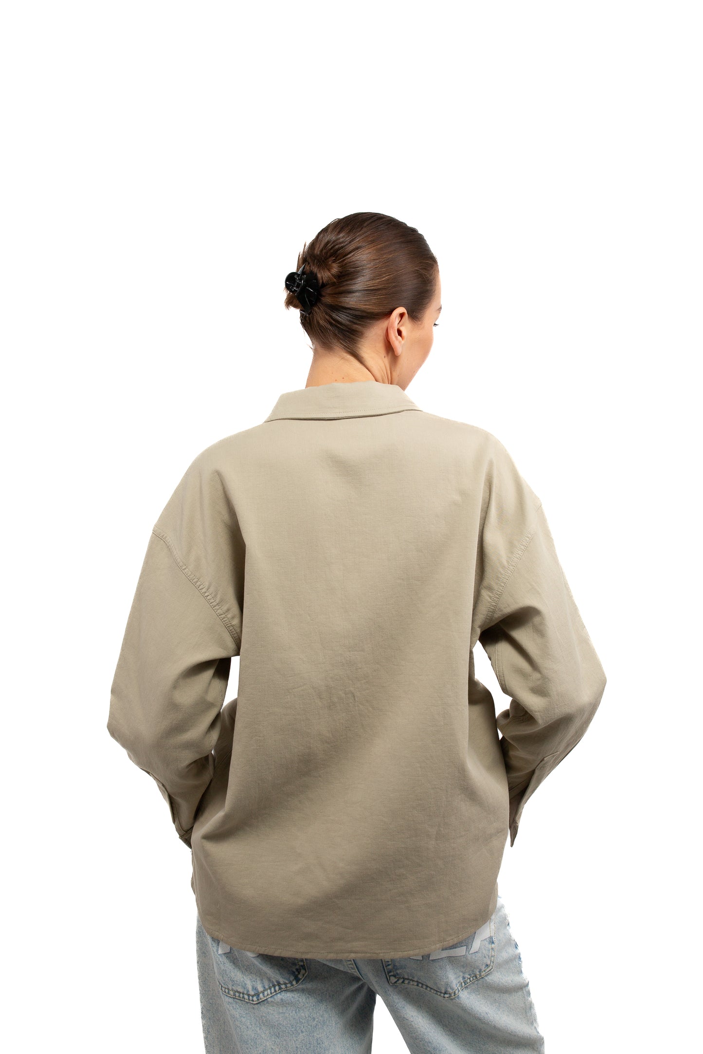 Zip Up Dress Shirt - Sand