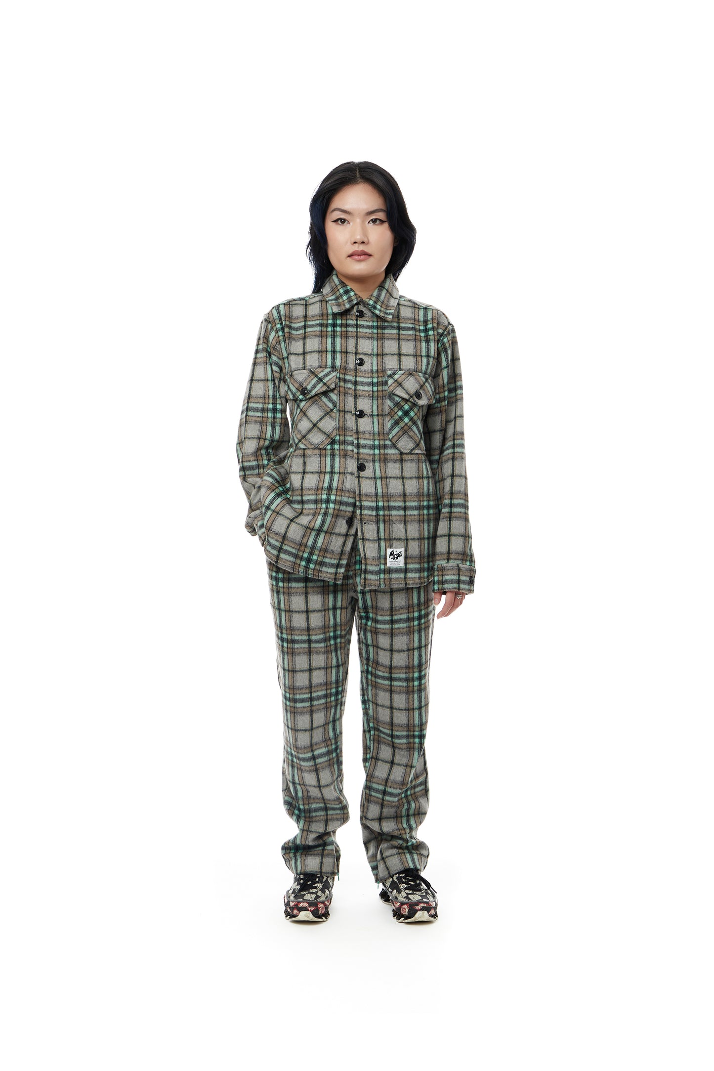 Plaid Overshirt Mint/Grey